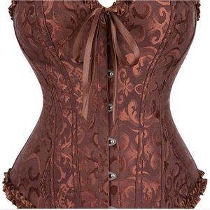 SHEIN Elegant Brown Patterned Shapewear Corset